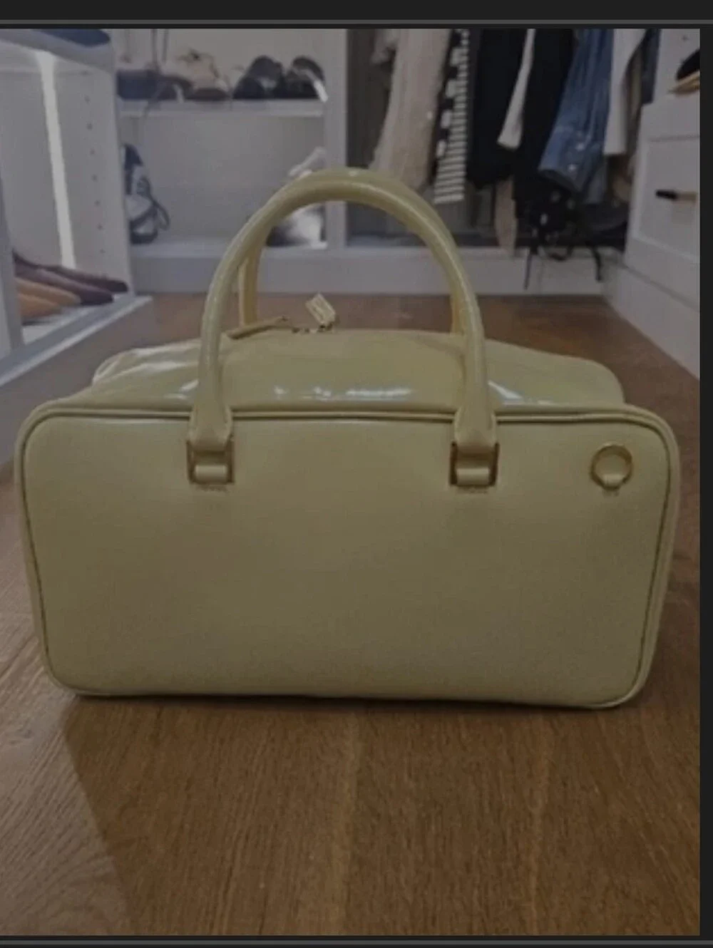 Jil Sander Patent Lemon Yellow Top-Handle Satchel